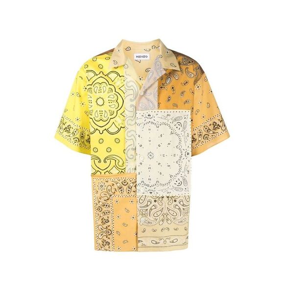 Kenzo Bicolor Cotton Pattern Men's Shirt
